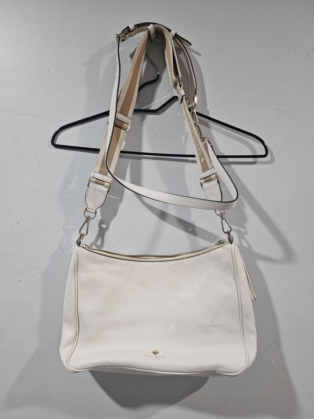 Kate Spade Rosie LARGE Crossbody Bag Pebbled Leather Parchment Ivory K5807